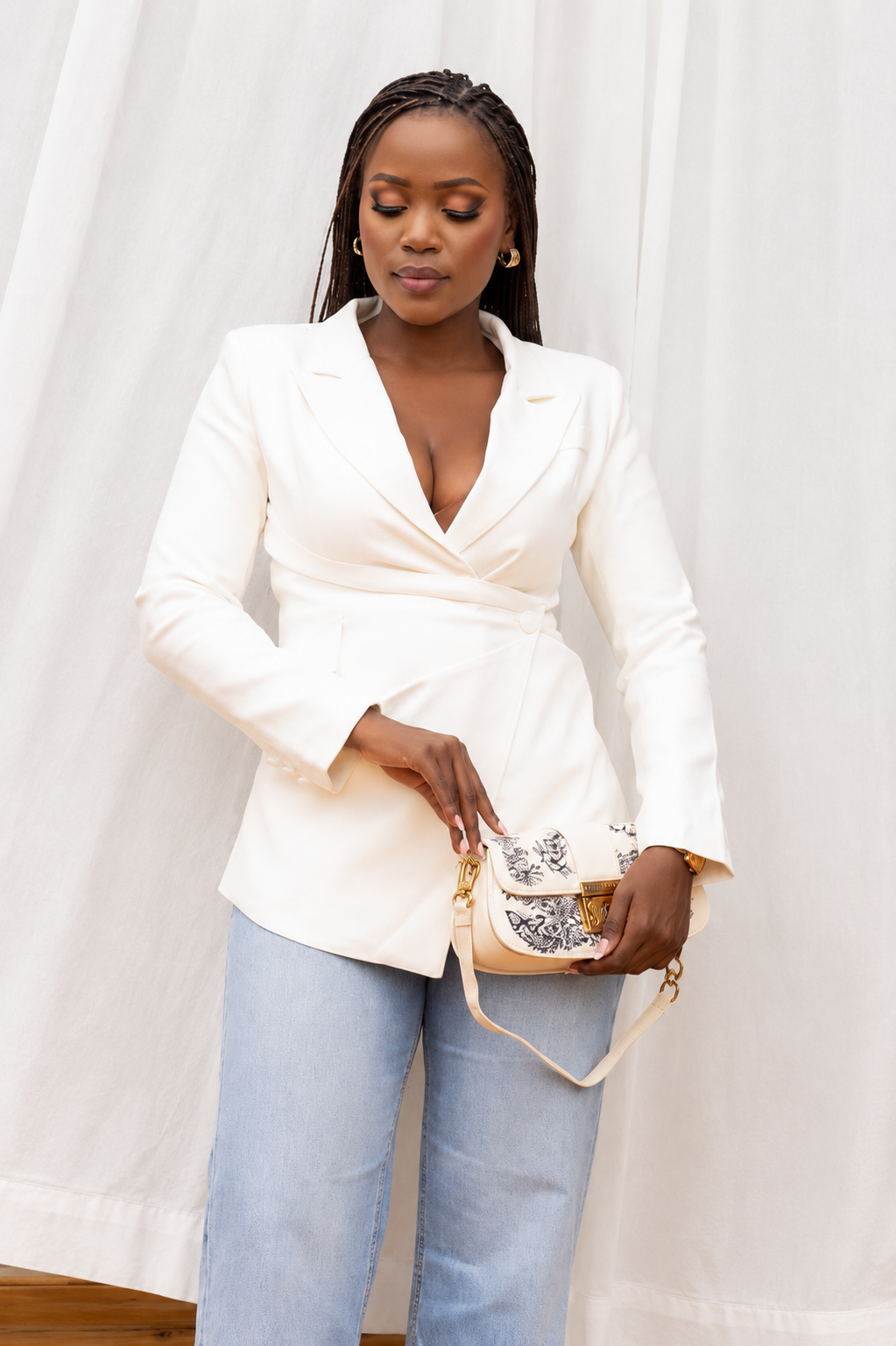 Ivory Wrap Blazer
